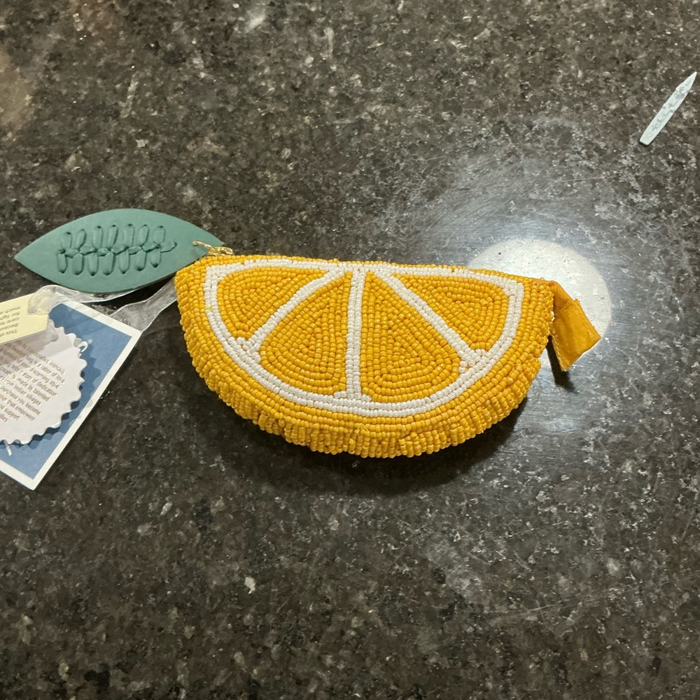 Citrus Charm Beaded Pouch